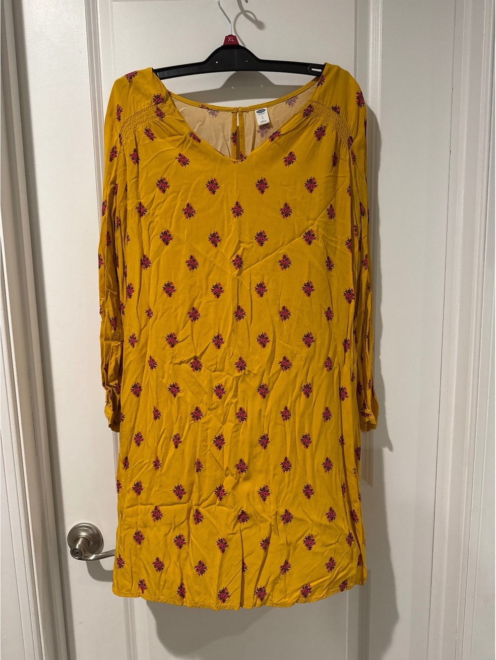 Old Navy Yellow Floral Rayon Viscose Dress Large